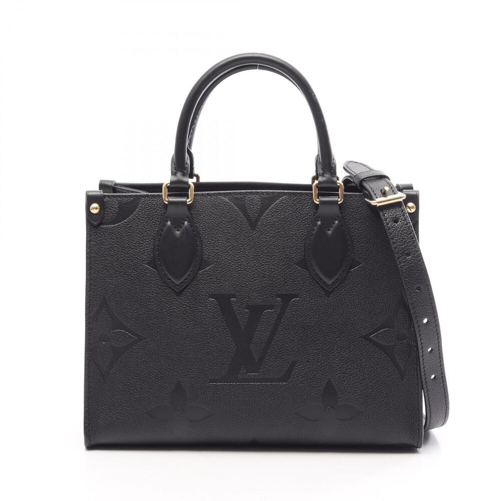 Louis Vuitton OnTheGo Top Handle Bag Leather Monogram Empreinte Black
